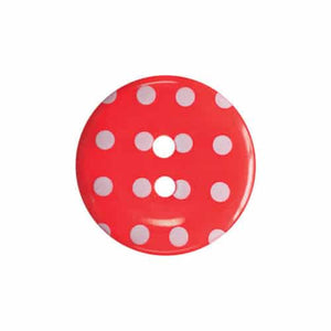 Button 18mm Round, Dotty Fine Style in Red